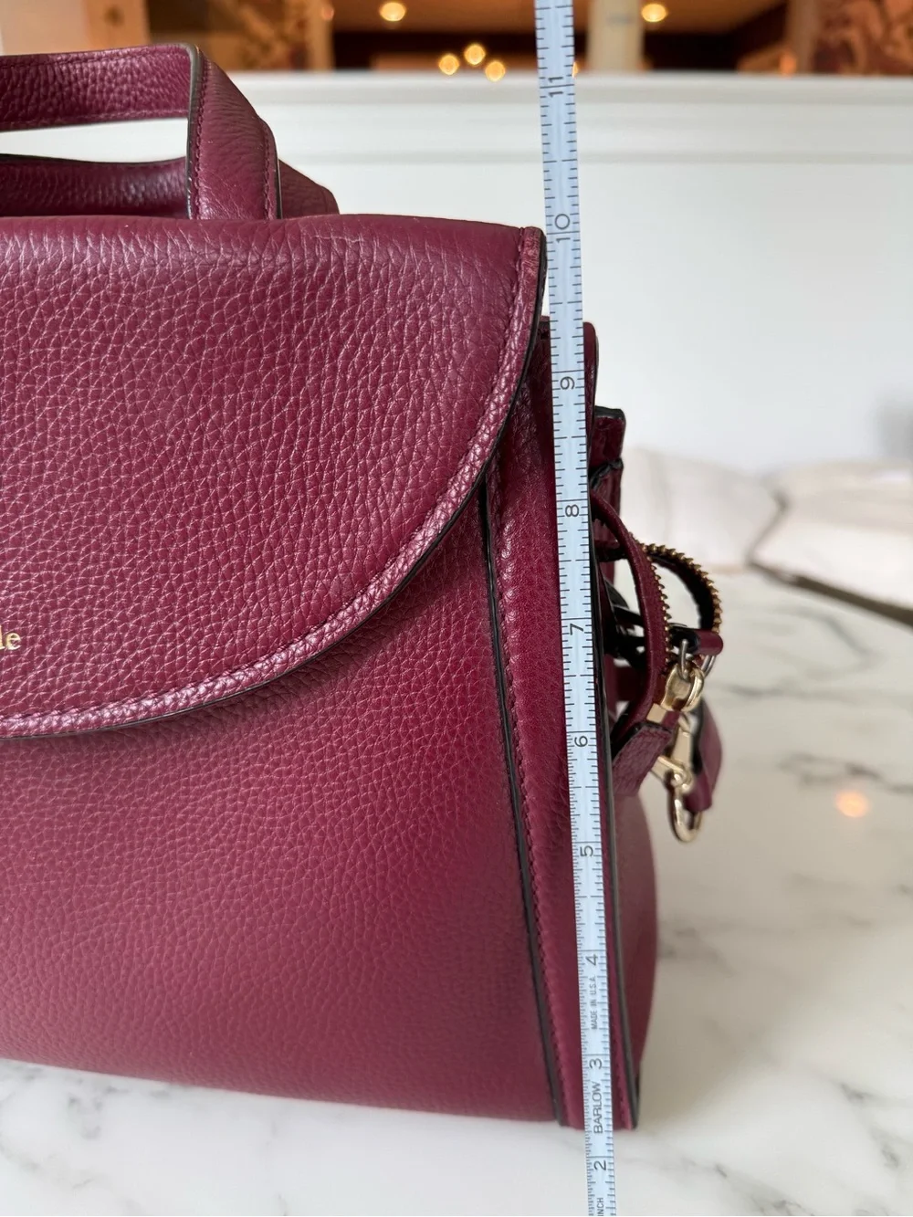 Kate Spade Burgundy Pebbled Leather Cobble Hill Adrien Satchel Bag